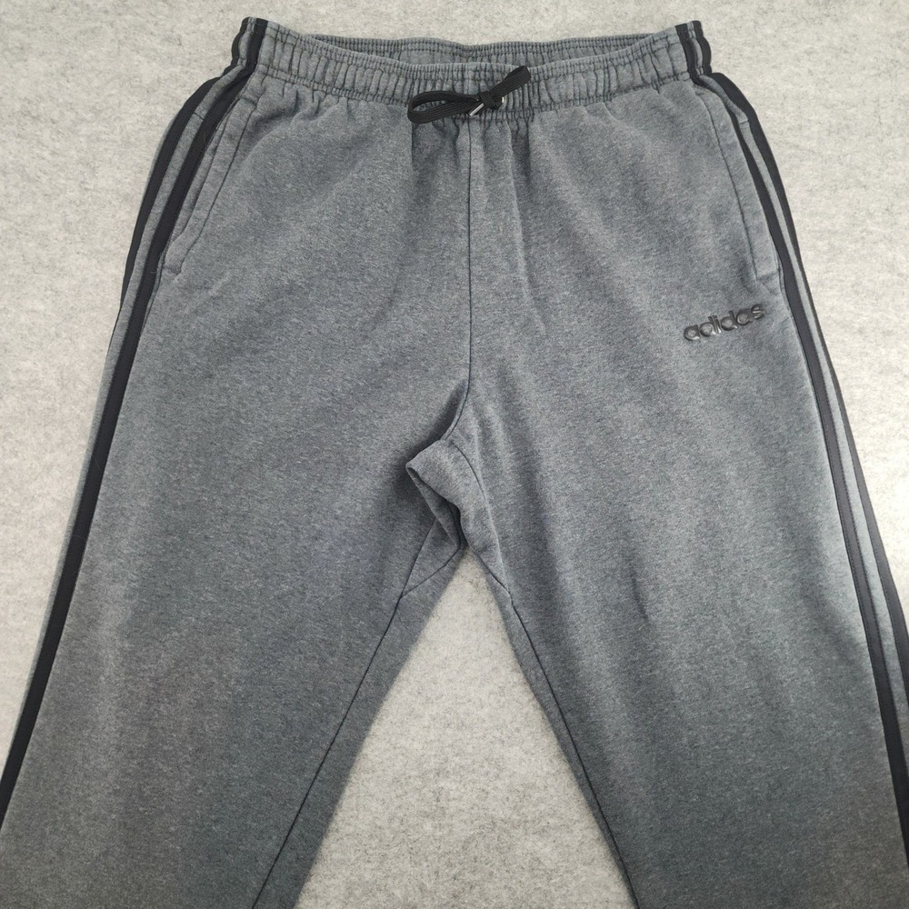 Adidas Mens Large | Gray 3-Stripe Fleece Joggers Sweatpants Athleisure Gray - Picture 2 of 7